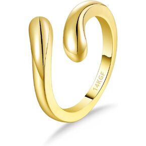 14k Gold Fillled Toe Rings for Women Opal Hug CZ Snake Leaf Adjustable Toe Rings Open Foot Jewelry for Summer