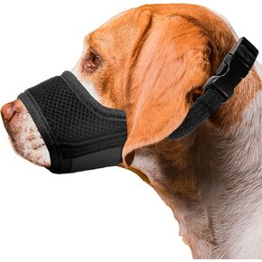 Seyezo Dog Muzzle, Soft Breathable Muzzle for Small Medium Large Dogs, Air Mesh Nylon Muzzle Cover Prevent Biting Barking Chewing, Adjustable Drinkable Pet Muzzle 6 Sizes(Black,XS)