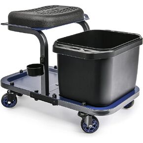 URBANTRANSIT Rolling Car Wash Stool with Bucket - Save Your Back, An Ideal Caddy Cart for Car Detailing, Cleaning, Painting and Gardening - 350 Lb Capacity with Easy-Glide Wheels and Removable Seat