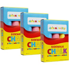 4E's Novelty 12 Boxes Sidewalk Chalk Party Favors for Kids, 3 Jumbo Chalk Sticks In Each Box, Sidewalk Chalk Bulk Individual Packs, Goodie Bag Stuffers Toddlers Summer Gift Toy