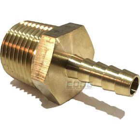 1/4" HOSE ID TO 1/2" MALE NPT MNPT STRAIGHT BRASS FITTING FUEL/AIR/WATER/OIL/GAS/WOG (QTY 1)
