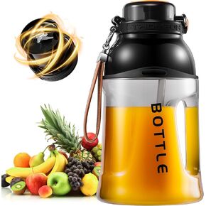 Portable Blender for Shakes & Smoothies 50oz Cordless Personal Blender with 8 Sharp Blades for Powerful Blending TypeC Rechargeable Fresh Juice Blender Sports Bottle BPA Free for Outdoor Black