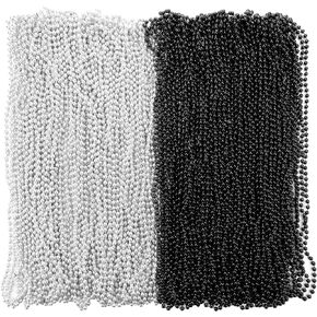 Sasylvia 100 Pcs 33 Inch 6 mm Halloween Mardi Gras Beads Necklaces Bulk, 50 Pcs Metallic Beaded Necklace, 50 Pcs Metallic Beads Fiesta Party Costume for Masquerade