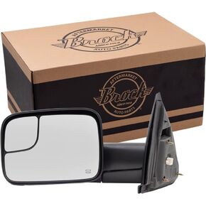 Brock Replacement Drivers Power Trailer Tow Side View Mirror Heated 7x10 Flip-Up Compatible with 2002-2008 Ram 1500 Pickup Truck 55077445AO