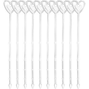PATIKIL Plastic Floral Pick Card Holder, 100 Pcs 9" Heart Shape Flower Card Holder Stick Photo Card Clip Holder Gift Card Holder for Wedding Party Card Photo, Transparent