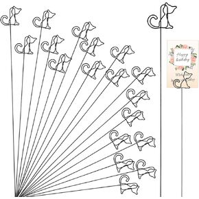 20 Pcs Floral Pick Card Holder, Metal Wire Flower Picks, 12 Inch Gold Photo Memo Holder Pick, Flower Card Holder Stick for Wedding Party Birthday Office Flower Favor