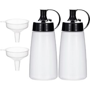 Uceoo Squeeze Bottles Wide Mouth,Pack of 2 Condiment Bottle Squeeze with Cap Lids and Funnel for Chunky Sauces, Resin, Crafts, Food Grade,14oz