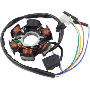 Ignition Stator Magneto 4 wire AC 8 Pole Coil for GY6 49cc 50cc 80cc 125cc 150cc139QMB 147QMD 152QMI 157QMJ engine, GY6 Stator Fits for Scooter Moped ATV Dune Buggy Go Kart