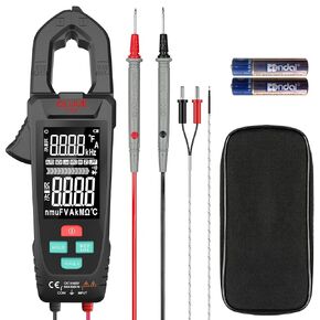 QLUUE Clamp Meter 9999 Counts, Multimeter Measures AC Current, AC/DC Voltage, Temperature, Capacitance, Resistance, Diodes, and Continuity, Voltage Tester with NCV, Auto-ranging, and Carrying Case