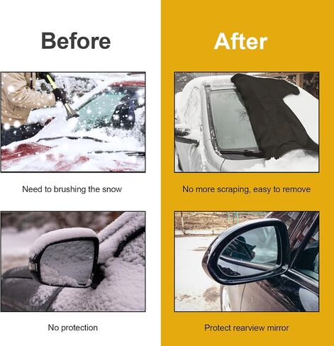 Car Windshield Cover for Ice and Snow, Frost Removal Wiper Protector, All Weather Waterproof Sunshade Snow Cover with Side Mirrors Cover Fits Most Cars Trucks SUVs, Standard (69 x 42 inches) in Saudi Arabia