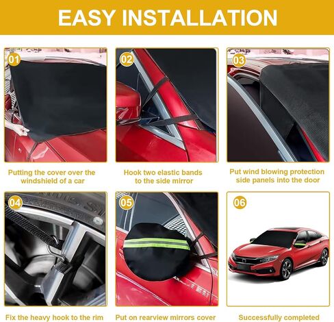 Car Windshield Cover for Ice and Snow, Frost Removal Wiper Protector, All Weather Waterproof Sunshade Snow Cover with Side Mirrors Cover Fits Most Cars Trucks SUVs, Standard (69 x 42 inches) in Saudi Arabia