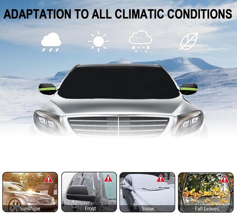 Car Windshield Cover for Ice and Snow, Frost Removal Wiper Protector, All Weather Waterproof Sunshade Snow Cover with Side Mirrors Cover Fits Most Cars Trucks SUVs, Standard (69 x 42 inches) in Saudi Arabia