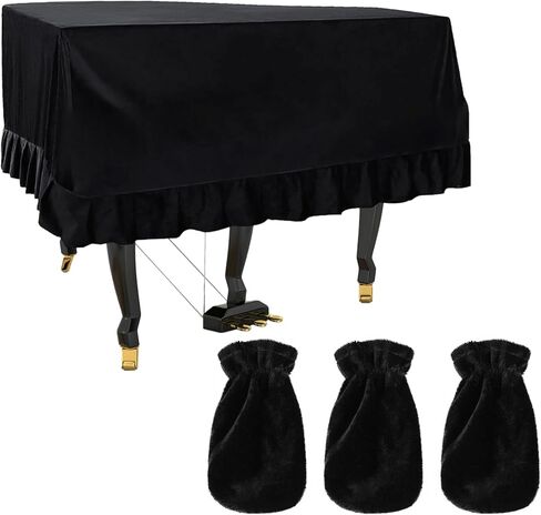 Grand Piano Cover,Dustproof Triangle Piano Full-Protection Piano Cover Cloth Kit With 3 Foot Cover,Soft Velvet Bordered Decorative Piano Cloth Piano Protector Cover, 63 x 59 x 20'' in Kuwait