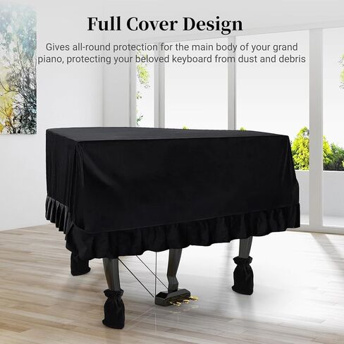 Grand Piano Cover,Dustproof Triangle Piano Full-Protection Piano Cover Cloth Kit With 3 Foot Cover,Soft Velvet Bordered Decorative Piano Cloth Piano Protector Cover, 63 x 59 x 20'' in Kuwait