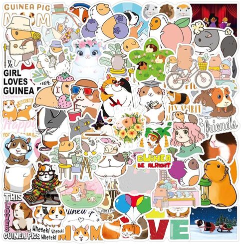 ملصقات خنزير غينيا المستأنسة، ملصقات لطيفة للأطفال والمراهقين والطلاب والمدرسين، ملصقات كتب قراءة من الفينيل مقاومة للماء لحزمة ملصقات الكمبيوتر المحمول لزجاجة المياه (خنزير غينيا المستأنسة) in Kuwait