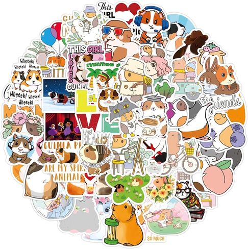 ملصقات خنزير غينيا المستأنسة، ملصقات لطيفة للأطفال والمراهقين والطلاب والمدرسين، ملصقات كتب قراءة من الفينيل مقاومة للماء لحزمة ملصقات الكمبيوتر المحمول لزجاجة المياه (خنزير غينيا المستأنسة) in Kuwait