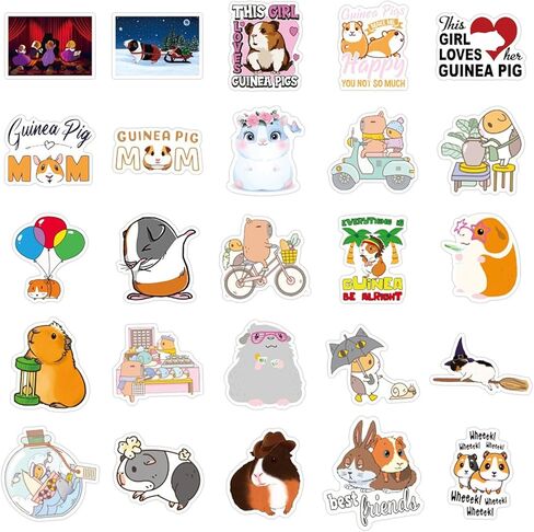 ملصقات خنزير غينيا المستأنسة، ملصقات لطيفة للأطفال والمراهقين والطلاب والمدرسين، ملصقات كتب قراءة من الفينيل مقاومة للماء لحزمة ملصقات الكمبيوتر المحمول لزجاجة المياه (خنزير غينيا المستأنسة) in Kuwait