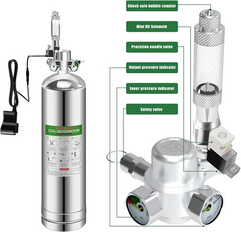 MagTool 4L Aquarium CO2 Generator System Carbon Dioxide Reactor Kit with Regulator and Needle Valve (2.5L with Solenoid) in Kuwait