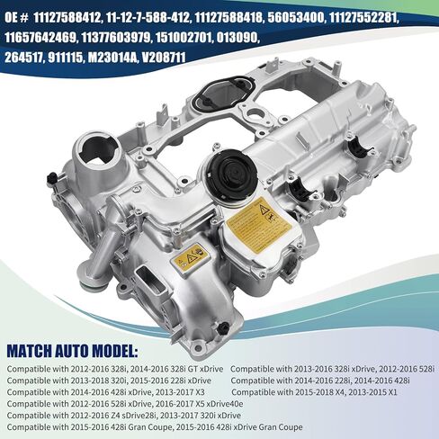 Tektall N20 ترقية الألومنيوم غطاء الصمام غطاء رأس الاسطوانة ل B-M-W 2012-2018 528i 528i xDrive 328i 328i GT xDrive 320i X5 X3 X1 428i Z4 2.0L L4 ، استبدال OE #11127588412 in Kuwait
