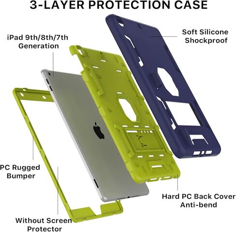 Case for iPad 9th/8th/7th Generation 2021/2020/2019 with Pencil Holder, Slim Heavy Duty Shockproof Rugged High Impact Protective Case for iPad 10.2 Inch in Kuwait