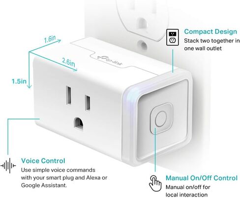 Kasa Smart Plug HS103P2, Smart Home Wi-Fi Outlet Works with Alexa, Echo, Google Home & IFTTT, No Hub Required, Remote Control,15 Amp,UL Certified, (Pack of 2) White in Kuwait