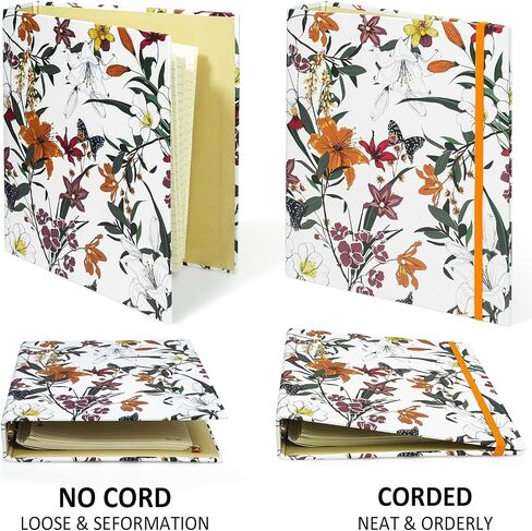 Mini Binders 5.5 x 8.5 Three Ring, 1 Inch Binder, Cute Flower Cover with Elastic Cord, School Binder, Recipe Binder, Fits Paper and Sheet Protectors, Junior Size, Bright Floral, 2 Pack in Saudi Arabia