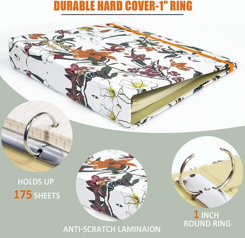 Mini Binders 5.5 x 8.5 Three Ring, 1 Inch Binder, Cute Flower Cover with Elastic Cord, School Binder, Recipe Binder, Fits Paper and Sheet Protectors, Junior Size, Bright Floral, 2 Pack in Saudi Arabia