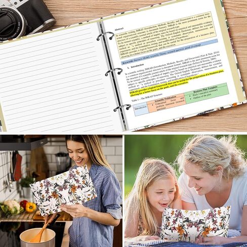 Mini Binders 5.5 x 8.5 Three Ring, 1 Inch Binder, Cute Flower Cover with Elastic Cord, School Binder, Recipe Binder, Fits Paper and Sheet Protectors, Junior Size, Bright Floral, 2 Pack in Saudi Arabia