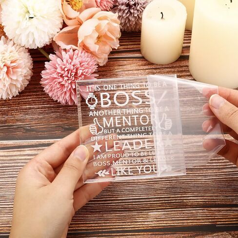 Blulu Boss Gifts Inspirational Gifts Office Coworker Gifts Boss Lady Gifts for Women Appreciation Keepsake Acrylic Desk Decor for Friends Colleague Teacher(Flower) in Saudi Arabia