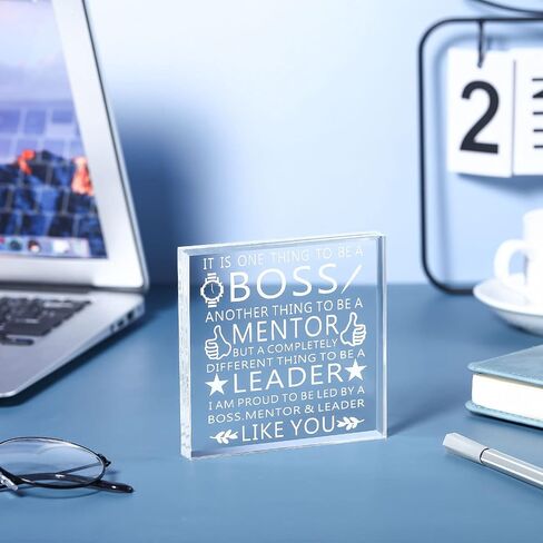 Blulu Boss Gifts Inspirational Gifts Office Coworker Gifts Boss Lady Gifts for Women Appreciation Keepsake Acrylic Desk Decor for Friends Colleague Teacher(Flower) in Saudi Arabia
