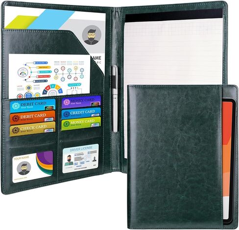 Antner Padfolio Resume Portfolio Folder Interview Organizer Binder, PU Leather Legal Document Organizer Business Card Holder, Letter Size A4 Writing Pad Work Folio Notebook for Men Women, Brown in Saudi Arabia