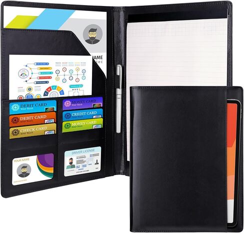 Antner Padfolio Resume Portfolio Folder Interview Organizer Binder, PU Leather Legal Document Organizer Business Card Holder, Letter Size A4 Writing Pad Work Folio Notebook for Men Women, Brown in Saudi Arabia