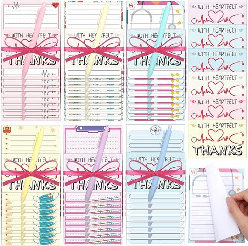 24 Sets Employee Appreciation Gifts Inspirational Sticky Note Pads with Pens Ribbons Appreciation Cards Motivational Empowering Thank You Notes Gift Set for Employee Worker Office Supplies in Saudi Arabia