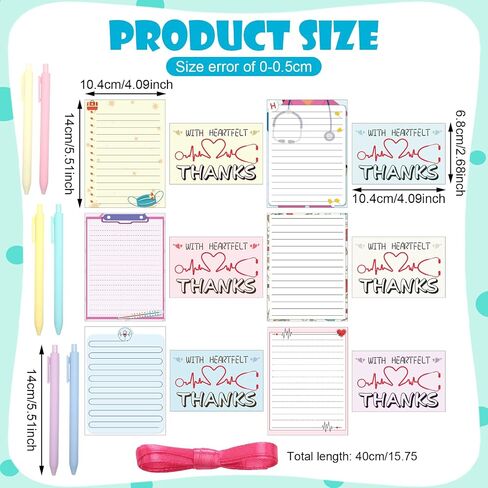 24 Sets Employee Appreciation Gifts Inspirational Sticky Note Pads with Pens Ribbons Appreciation Cards Motivational Empowering Thank You Notes Gift Set for Employee Worker Office Supplies in Saudi Arabia