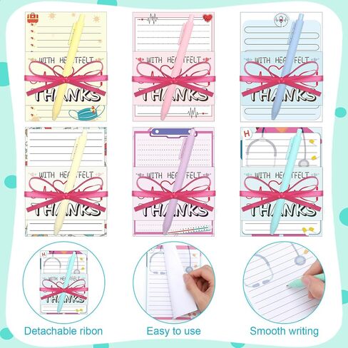 24 Sets Employee Appreciation Gifts Inspirational Sticky Note Pads with Pens Ribbons Appreciation Cards Motivational Empowering Thank You Notes Gift Set for Employee Worker Office Supplies in Saudi Arabia