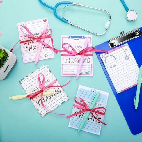 24 Sets Employee Appreciation Gifts Inspirational Sticky Note Pads with Pens Ribbons Appreciation Cards Motivational Empowering Thank You Notes Gift Set for Employee Worker Office Supplies in Saudi Arabia