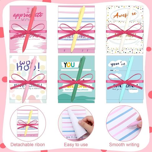24 Sets Employee Appreciation Gifts Inspirational Sticky Note Pads with Pens Ribbons Appreciation Cards Motivational Empowering Thank You Notes Gift Set for Employee Worker Office Supplies in Saudi Arabia