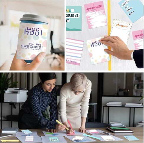 24 Sets Employee Appreciation Gifts Inspirational Sticky Note Pads with Pens Ribbons Appreciation Cards Motivational Empowering Thank You Notes Gift Set for Employee Worker Office Supplies in Saudi Arabia