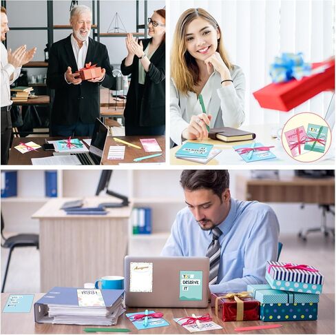 24 Sets Employee Appreciation Gifts Inspirational Sticky Note Pads with Pens Ribbons Appreciation Cards Motivational Empowering Thank You Notes Gift Set for Employee Worker Office Supplies in Saudi Arabia