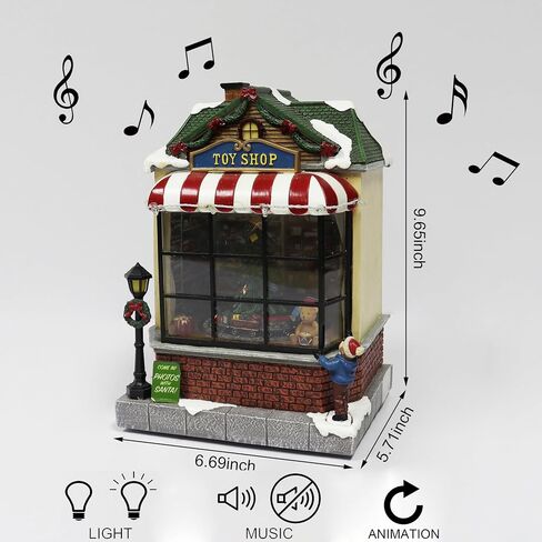 MOMENTS IN TIME 9.7"H Animated Toy Shop (Moving Tree) - LED Lights, 8 Classic Carols Christmas Music, Battery Operated Christmas Village - Hand-Painted Polyresin in Saudi Arabia