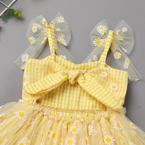 Flower Girl Dress Toddler: Birthday Dress for 2 Year Old Girl, Baby Girls Tutu Cake Smash Summer Pageant Backless Fairy Princess Party Sequin Baptism Ruffle Easter Photoshoot Yellow & Daisy 2-3T in Saudi Arabia