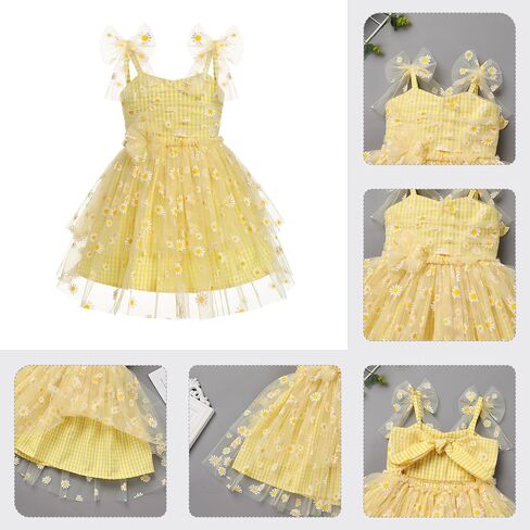 Flower Girl Dress Toddler: Birthday Dress for 2 Year Old Girl, Baby Girls Tutu Cake Smash Summer Pageant Backless Fairy Princess Party Sequin Baptism Ruffle Easter Photoshoot Yellow & Daisy 2-3T in Saudi Arabia