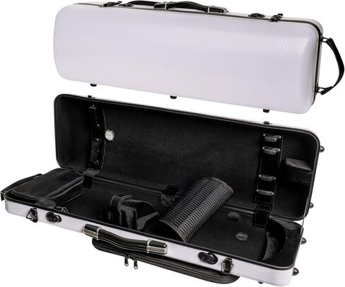 MI&VI NP-7006 Classic Oblong Polycarbonate Violin Case (Full Size) 4/4 with Carry Straps | Oblong Shape | Adjustable Straps | Tough Case - by MI&VI MUSIC (Black) in Saudi Arabia