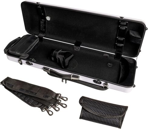 MI&VI NP-7006 Classic Oblong Polycarbonate Violin Case (Full Size) 4/4 with Carry Straps | Oblong Shape | Adjustable Straps | Tough Case - by MI&VI MUSIC (Black) in Saudi Arabia