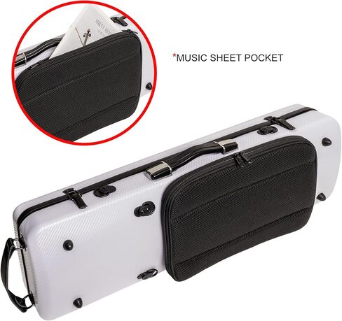 MI&VI NP-7006 Classic Oblong Polycarbonate Violin Case (Full Size) 4/4 with Carry Straps | Oblong Shape | Adjustable Straps | Tough Case - by MI&VI MUSIC (Black) in Saudi Arabia