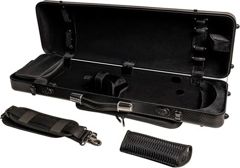 MI&VI NP-7006 Classic Oblong Polycarbonate Violin Case (Full Size) 4/4 with Carry Straps | Oblong Shape | Adjustable Straps | Tough Case - by MI&VI MUSIC (Black) in Saudi Arabia