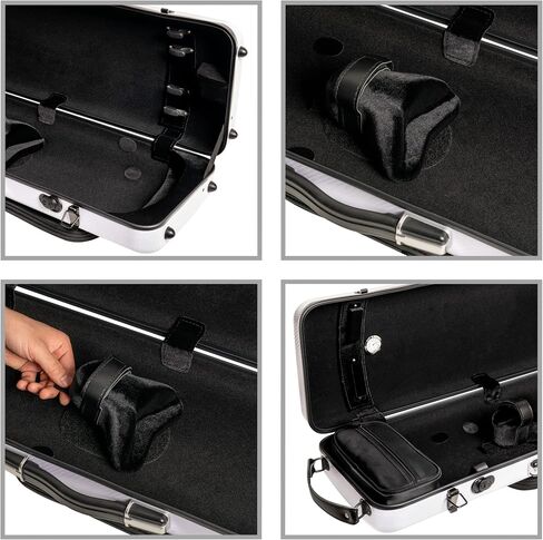 MI&VI NP-7006 Classic Oblong Polycarbonate Violin Case (Full Size) 4/4 with Carry Straps | Oblong Shape | Adjustable Straps | Tough Case - by MI&VI MUSIC (Black) in Saudi Arabia