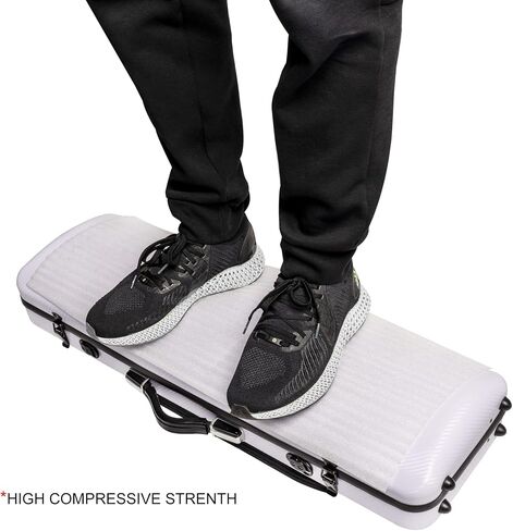 MI&VI NP-7006 Classic Oblong Polycarbonate Violin Case (Full Size) 4/4 with Carry Straps | Oblong Shape | Adjustable Straps | Tough Case - by MI&VI MUSIC (Black) in Saudi Arabia