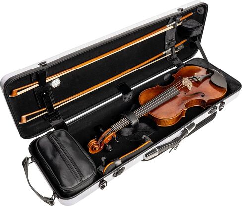 MI&VI NP-7006 Classic Oblong Polycarbonate Violin Case (Full Size) 4/4 with Carry Straps | Oblong Shape | Adjustable Straps | Tough Case - by MI&VI MUSIC (Black) in Saudi Arabia