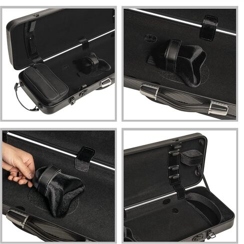 MI&VI NP-7006 Classic Oblong Polycarbonate Violin Case (Full Size) 4/4 with Carry Straps | Oblong Shape | Adjustable Straps | Tough Case - by MI&VI MUSIC (Black) in Saudi Arabia